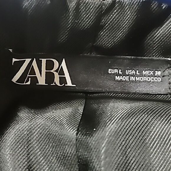 Zara  Women's Black and White Tweed Snap Button Light  Overcoat sz Large - Picture 9 of 10